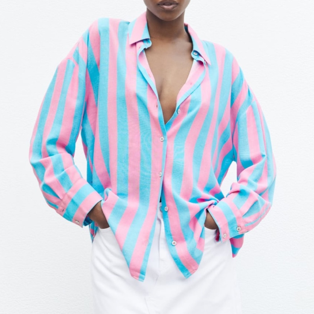 Oversized Multicolor Button Up